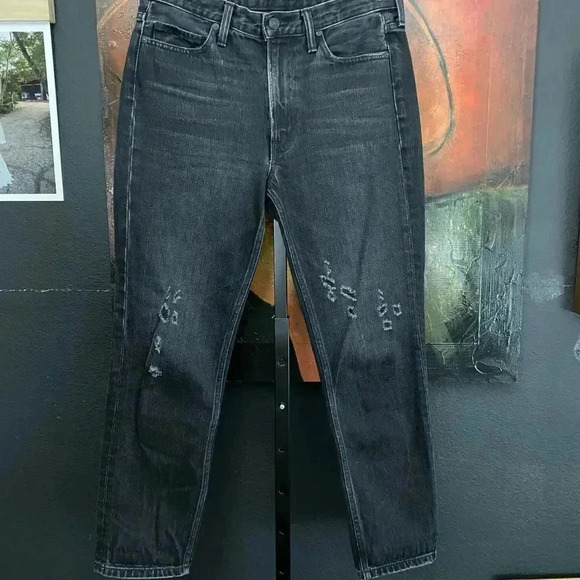 Vince Vintage Straight Jeans Black Wash Distressed - Picture 3 of 12